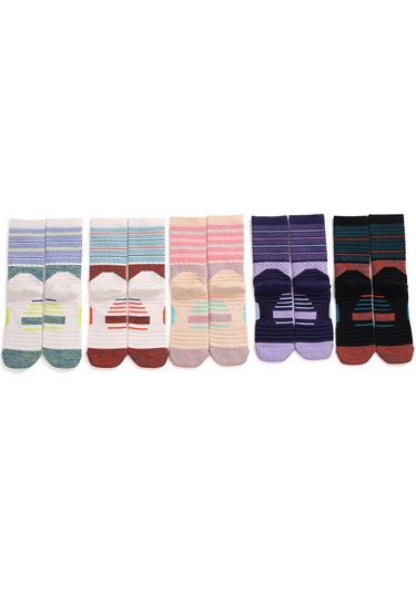 Lemestar Spor Çorapları Basketbol Bisiklet Turizm Kayaklama Orta Boy Antrenman Topuk Ayak Üstü Yumuşak Yastık Kaymaz Dikiş Desenli Tek Çift Pembe