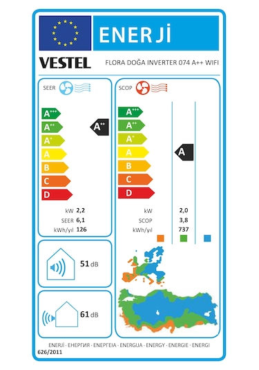 Vestel Flora Doğa Inverter 074 A++ 7000 BTU WIFI Duvar Tipi Klima