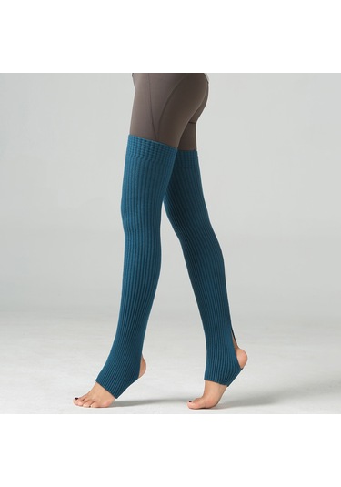 Teltree Kış İçin Akrilik 75cm Uzunlukta Kalın, Açık Ayaklı-açık Topuklu, Sporcu Ve Dansçılar İçin Bilek Uzatmalı Bilekli Legging Çorabı 148g Mavi