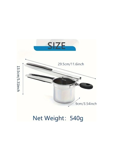 Honeybeeshop Siyah Profesyonel Ve Ev Tipi Agir Hizmet Paslanmaz Celik Patates Ezici Pure Makinesi Diskli Kolay Temizlenebilir