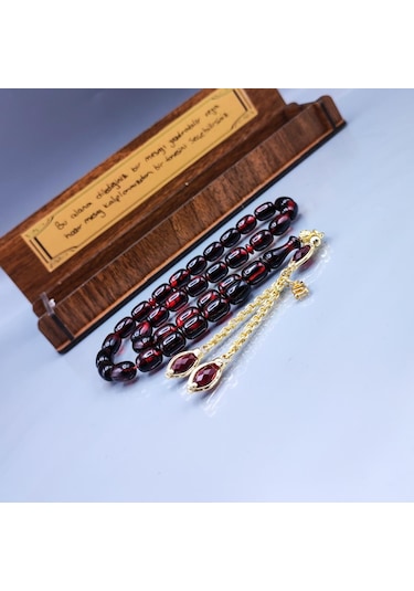 Orjinal Sıkma Kehribar Tesbih 24 K Altın Kaplama Özel Tasarım Püsküllü Faris Usta Tespih