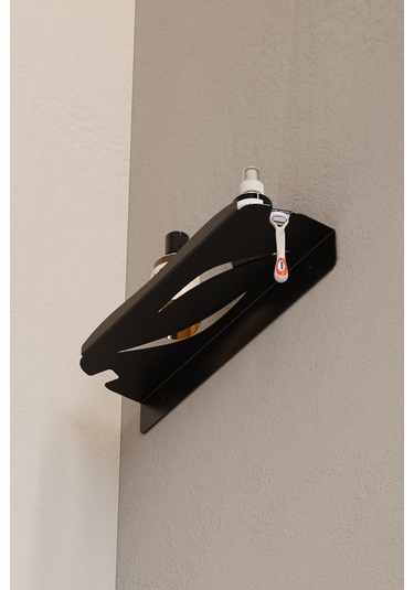 Zift Unique Paslanmaz Çelik Banyo Rafı - Yapışkanlı Duş Askısı Şampuan Rafı Mat Siyah Askılık Diğer