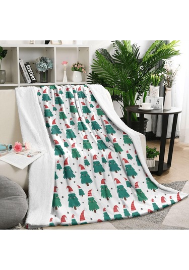 Noel Desenli 50x60 İnç Polar Battaniye, Yumuşak, Hafif Ve Kalın, Erkek, Kadın Ve Çocuk İçin Noel Ağacı Baba Noel