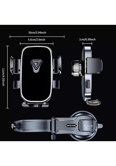 Primepickings Black Araç Çekici Telefon Tutucu 360 Derece Dönebilir Emniyetli Su Geçirmez Abs