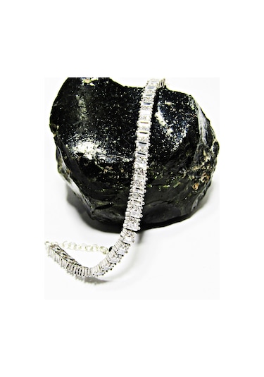 Lilahgümüştr Gümüş Su Yolu Baget Taşlı Kadın Bileklik