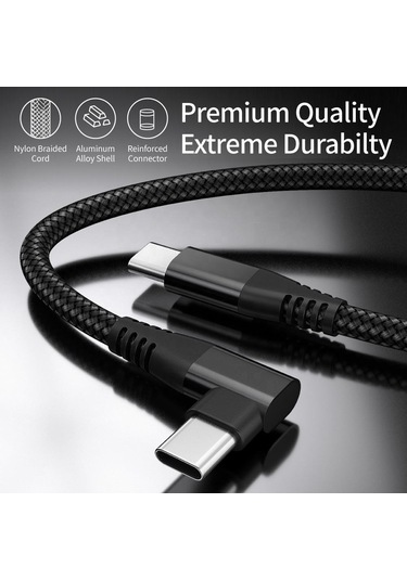 Cbtx 90 Derece Type-c To Type-c PD 60 W Usb 2.0 Hızlı Şarj Veri Kablosu 3 M