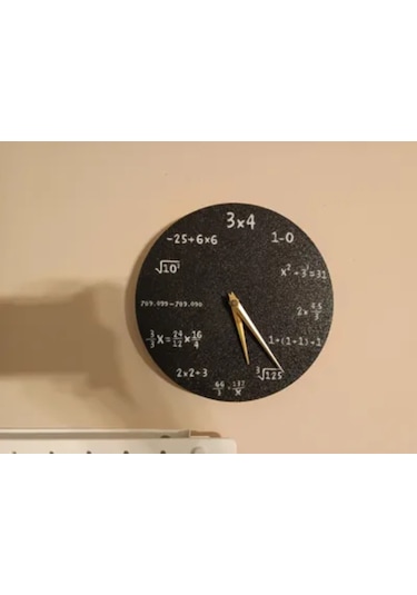 Matematik Denklemli Duvar Saati - Siyah Modern Okul Ve Ofis Hediyesi