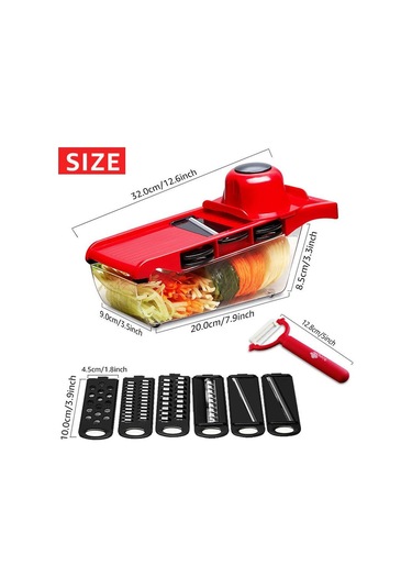 Kırmızı Çelik Bıçaklı Sebze Bıçağı Patates Soyucu Havuç Peynir Rende Sebze Dilimleme Mutfak Aksesuarları Kırmızı