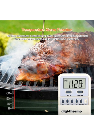 Tenfowee Elitech Wt-2 Dijital Gıda Termometresi: Lcd Ekran, Sıcaklık Alarmı, / Seçeneği, Beyaz Renk