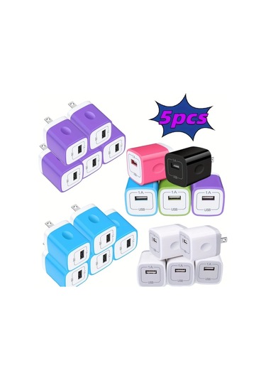 Willowhaven 5 Adet Siyah 5w Usb Duvar Şarj Cihazı Hızlı Şarj Çoklu Port Ev Ofis Siyah