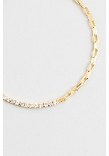 Zarafet 18 Ayar Sarı Altın Kaplama 19 Cm Gümüş Bileklik Sarı