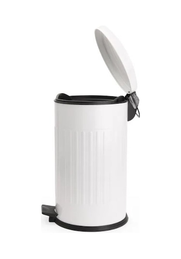 Vintage 12 Lt Yavaş Kapanır Kapaklı Ofis Mutfak Banyo Balkon Çöp Kovası Beyaz Beyaz