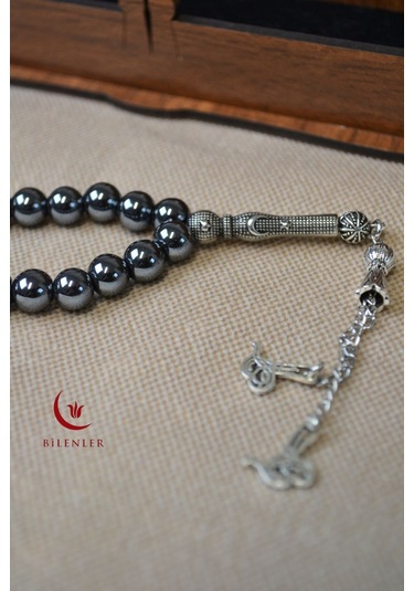 Hematit Taşlı 33 Lü Erkek Tesbih Doğal Taş, Şık Ahşap Kutu Çok Renkli