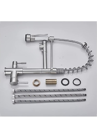Mutfak Eviye Bataryası Dual Flow Su Arıtma Çıkışlı Spiralli Ve Fiskiyeli Nikel.