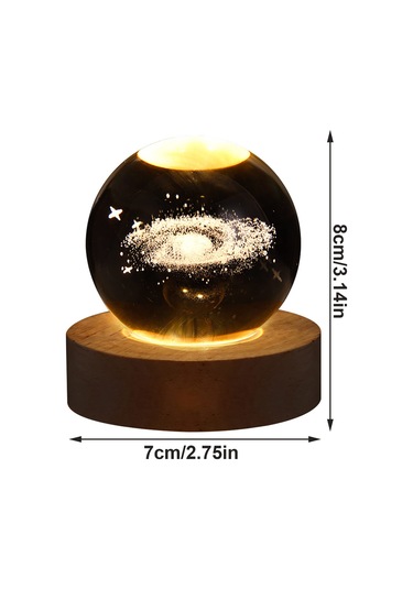 Çocuklar İçin 3d Bulutsu Kristal Top Gece Lambası Ahşap Tabanlı Cam Top Gece Lambası Fantezi Dekor Galaksi Gezegen Gece Lambası Hediye Yatak Odası Dekoru Çok Renkli