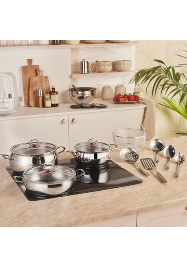 Karaca Karıştır-pişir-sakla 18 Parça Servis Gereçli Çelik Tencere Seti Gümüş