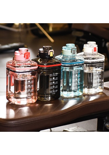 Teltree "2.2l Sporcu Su Şişesi - Zaman Göstergeli Ve Motivasyon Sözleriyle" Siyah