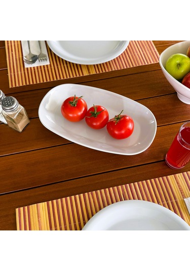 Alezy 608 Göreme Melamin Termostar Kayık Tabak 29x17 Cm Beyaz