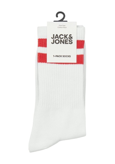 Jack & Jones Erkek Çorap 12250739 Beyaz-kırmızı Beyaz - Kırmızı