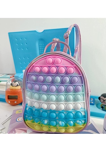 Singree Eğlenceli Pop Fidget Sırt Çantası - Çocuklar İçin Okul Çantası Ve Stres Oyuncağı Pembe