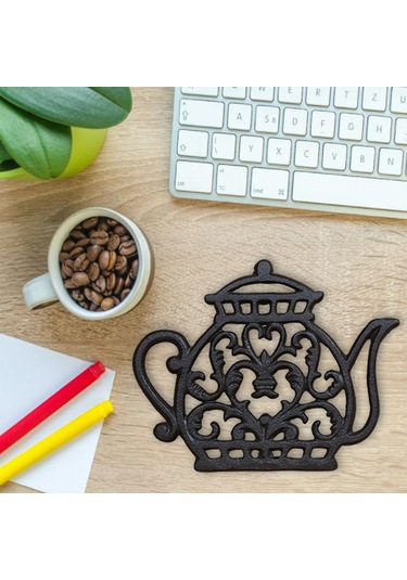 Homyl Çaydanlık Isı Mat Potholder Noslip Dökme Demir Içi Siyah