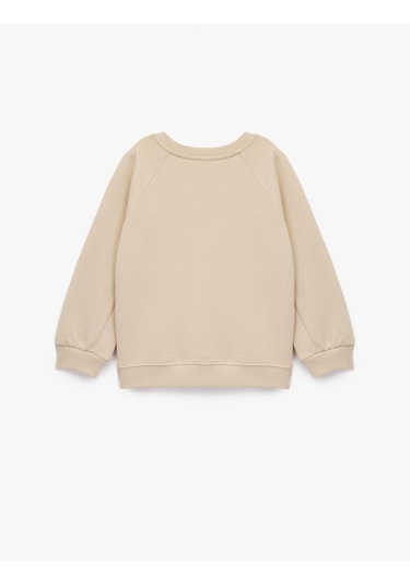 Koton Pamuklu Uzun Kollu Bisiklet Yaka Basic Sweatshirt Bej 6wmb10201tk Ekru