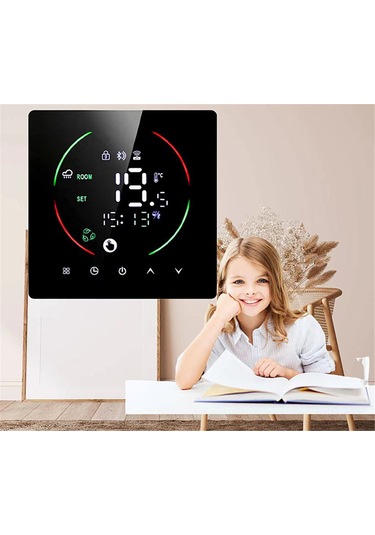 Honmex East2-16a Siyah Akıllı Isıtma Termostati, Wıfı İle Uzaktan Kontrol, Nem Ve Hava Durumu Göstergeli, 16a Elektrikli Yeraltı Isıtması İçin