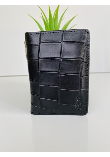 Roan Hakiki Deri Minimal Kartlık/kartvizitlik Siyah Kroki