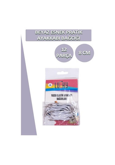 Lucky Yassı Esnek Pratik Elastik Ayakkabı Bağcık 1 Çift 12 Parça 001