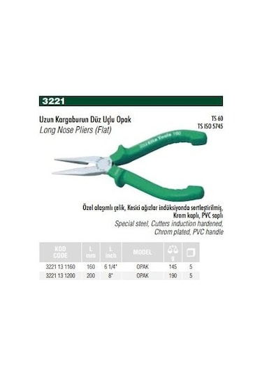 Elta 3221 Opak Seri Kargaburun 160 MM Düz Uçlu – 3221131160