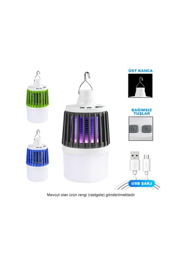 Usb'li Sinek Öldürücü Özellikli 3 Modlu Kamp Feneri