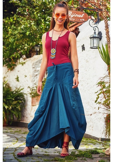 Beli Bağcıklı Cep Detaylı Şalvar Uzun Etek 001