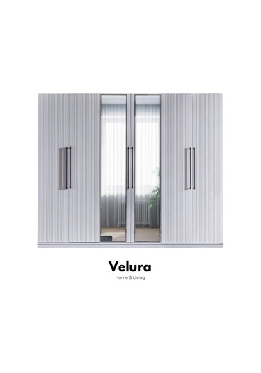 Stil Beyaz Modern 6 Kapaklı Aynalı Gardırop Dolap