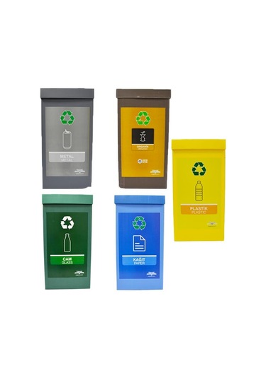 5'li Geri Dönüşüm Kutusu - Sıfır Atık Kutusu Seti 5 Adet
