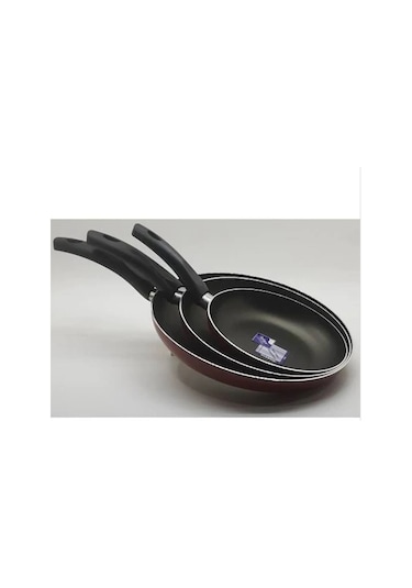 Mehtap 3 Lü Teflon Tava Seti 18+22+26 CM Kırmızı-mor