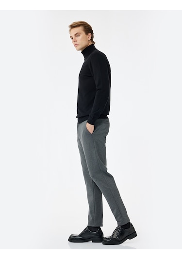 Koton Cep Detaylı Düğmeli Slim Fit Kumaş Pantolon Antrasit 6wam40005hk Antrasit