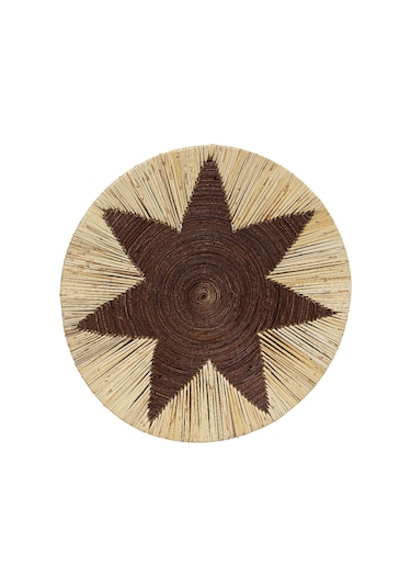 Meander Bambu Afrikan El Yapımı Yıldız Duvar Tabağı Dekoru 40cm 8