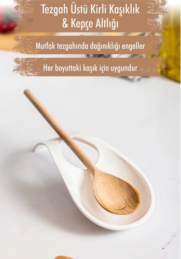 Akrilik Beyaz Tezgah Üstü Kirli Kaşıklık & Kepçe Altlığı Çok Renkli