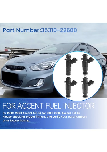 Synodicmonth Hyundai Accent 00-05 1.5l 1.6l I4 İçin 4 Adet Yakıt Enjektörü 35310-22600