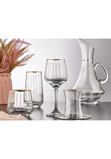 Kahramanlar Harput Altın 31 Parça Kristal Takımı Şeffaf