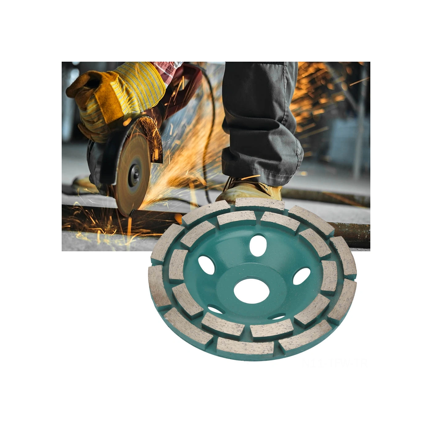 Tenfowee 125mm 22.2mm İki Satırlı Elmas Taşlama Tekerleği - Beton, Granit, Mermer İçin Dayanıklı, Yüksek Verimli Taşlama Ve Kesme