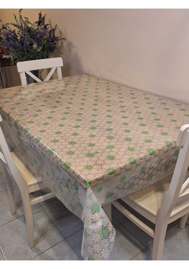 Ithal Pvc Muşamba - Desenli Silinebilir Masa Örtüsü 07iz07 Yeşil