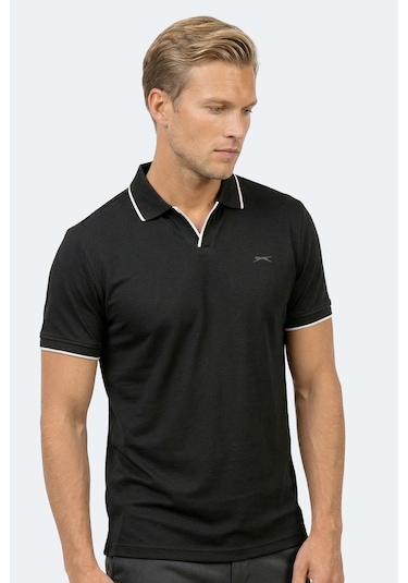Slazenger Zıther Erkek Polo Yaka Siyah Tişört