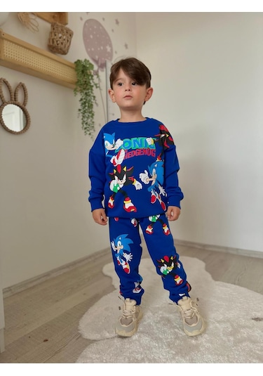 Ela Karakter Erkek Çocuk Eşofman Takımı Saks Mavisi