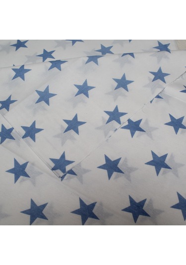Pamuklu Nevresimlik Kumaş 100 240 Cm Mavi Yıldız Desenli Metrelik Çarşaf Yastık Ev Tekstil Kumaşı Mavi