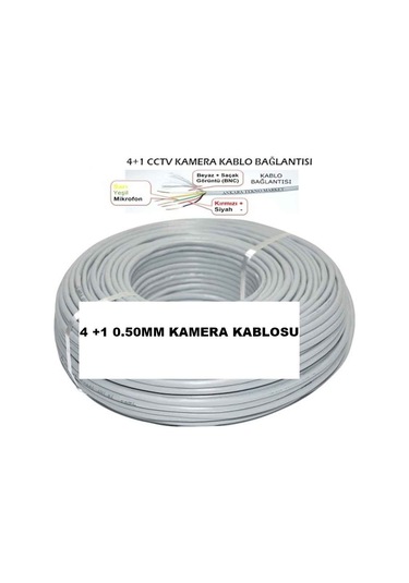 Kadraj Cctv Kablo 4+1 2x0,50 Mm² 100 Mt - Güvenlik Kamerası İçin