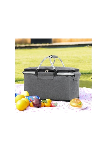 Jialan Soğutucu Çanta, Piknik Sepeti, 22 L Termal Sepet, Gri