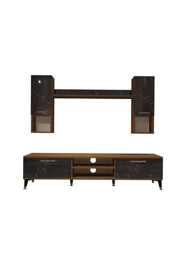 Decoraktiv Eko 5da Mdf Dvd Silver Tv Ünitesi Tv Sehpası Ceviz - Siyah Mermer