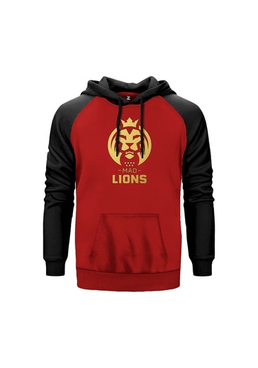 Mad Lions Kırmızı Reglan Kol Unisex Sweatshirt Hoodie Kırmızı