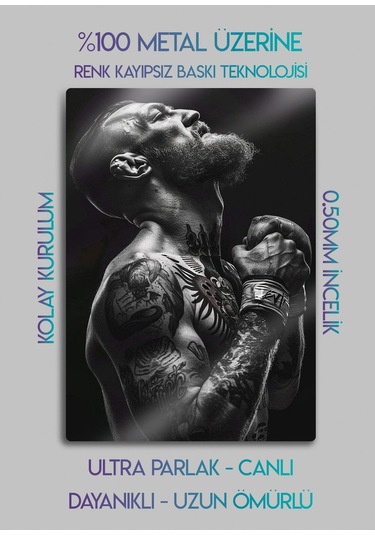 Metal Levha Üzerine, Conor Mcgregor Ufc - Parlak Metal Baskı Tablo